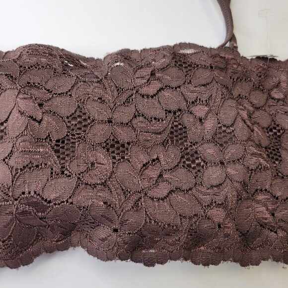 Sexy Brown Bralette Crop Top Lace Bandeau Adjustable Straps Removable Pads - NEW - Picture 10 of 16